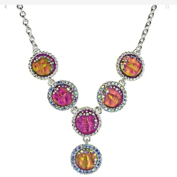 Kirks Folly Goddess Moon 6 Stone Necklace Sterling Silvertone/Mystic Iridis - Picture 1 of 1